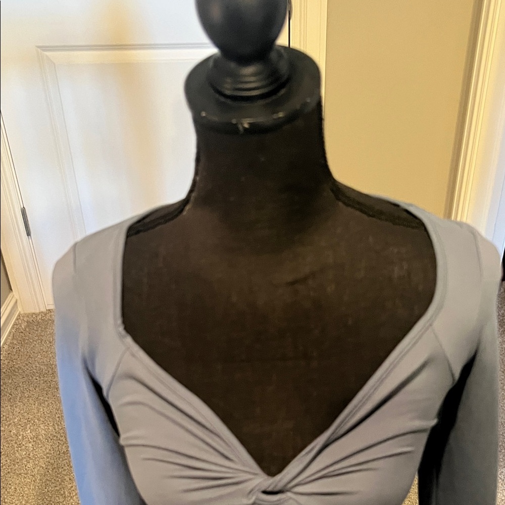 Wild Fable Blue Mini Dress Small Off Shoulder Ruched Fit Flare Long Sleeve NWT - Picture 7 of 14